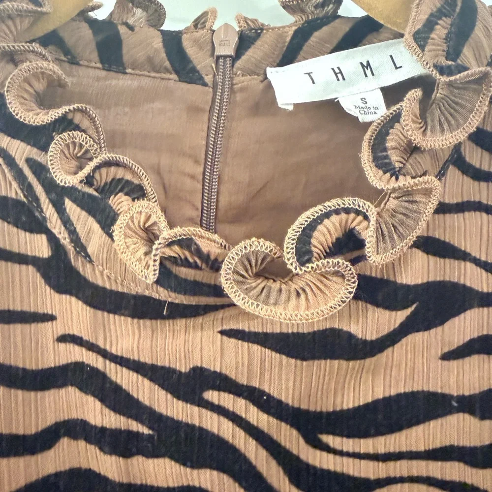 THML Brown and Black Animal Print Blouse - Picture 5 of 7
